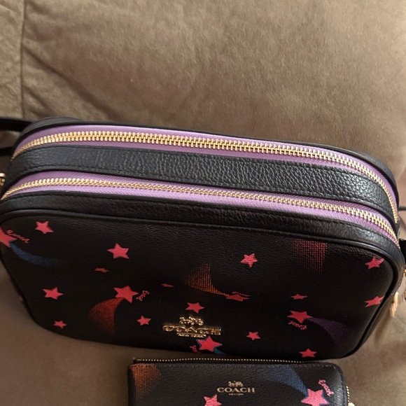 Coach Black Crossbody Bag with Pink and Purple Star Pattern (2pcs) - Picture 8 of 8